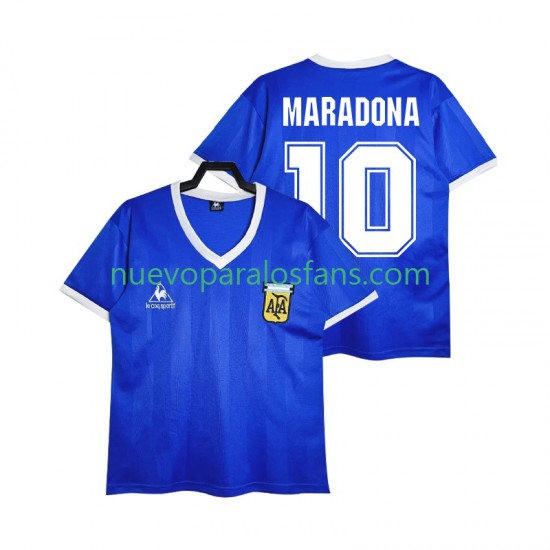 Camiseta de Fútbol Argentina MARADONA 10 1986 Retro Hombre Exterior Manga Corta