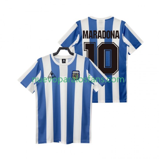 Camiseta de Fútbol Argentina MARADONA 10 1986 Retro Hombre Casa Manga Corta