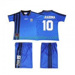 Camiseta de Fútbol Argentina MARADONA 10 Retro Niño Exterior 1994 Manga Corta