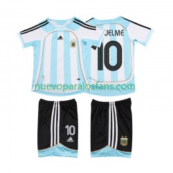 Camiseta de Fútbol Argentina RIQUELME 10 2007 Retro Niño Casa 2006 Manga Corta