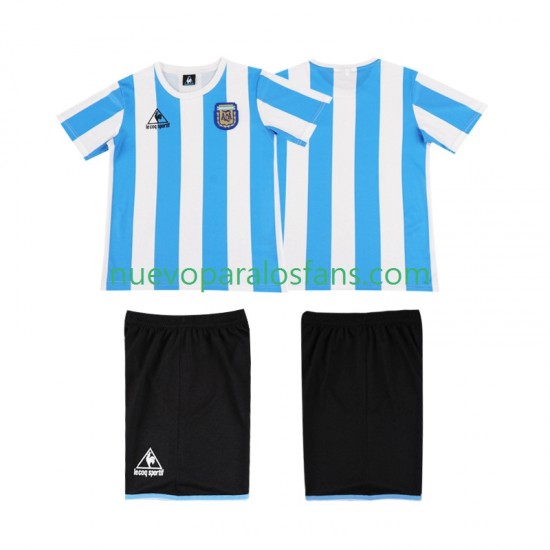 Camiseta de Fútbol Argentina 1986 Retro Niño Casa Manga Corta