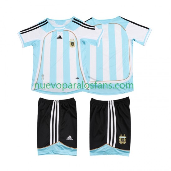 Camiseta de Fútbol Argentina 2007 Retro Niño Casa 2006 Manga Corta