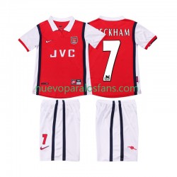 Camiseta de Fútbol Arsenal BECKHAM 7 Retro Niño Casa 1998 1999 Manga Corta