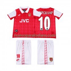 Camiseta de Fútbol Arsenal BERGKAMP 10 1996 Retro Niño Casa 1994 Manga Corta