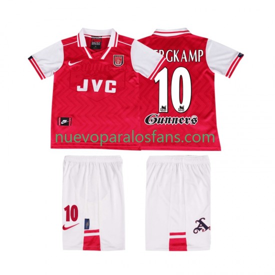 Camiseta de Fútbol Arsenal BERGKAMP 10 1996 1997 Retro Niño Casa Manga Corta