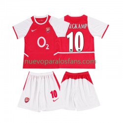Camiseta de Fútbol Arsenal BERGKAMP 10 2003 Retro Niño Casa 2002 Manga Corta