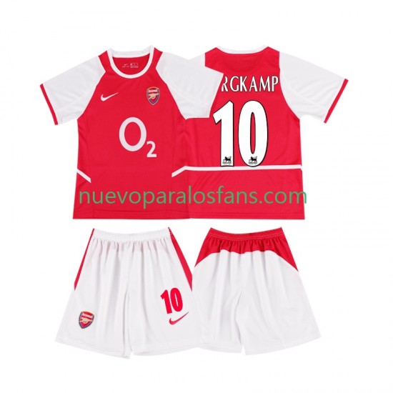 Camiseta de Fútbol Arsenal BERGKAMP 10 2003 Retro Niño Casa 2002 Manga Corta