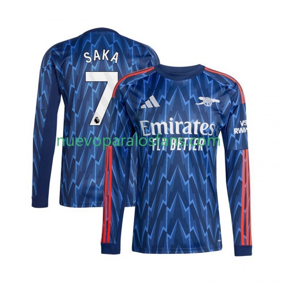 Camiseta de Fútbol Arsenal Bukayo Saka 7 Hombre Exterior 2025-2026 Manga Larga