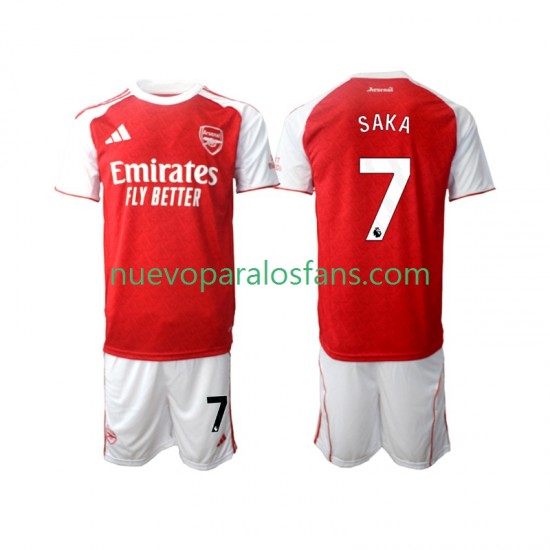 Camiseta de Fútbol Arsenal Bukayo Saka 7 Niño Casa 2025-2026 Manga Corta