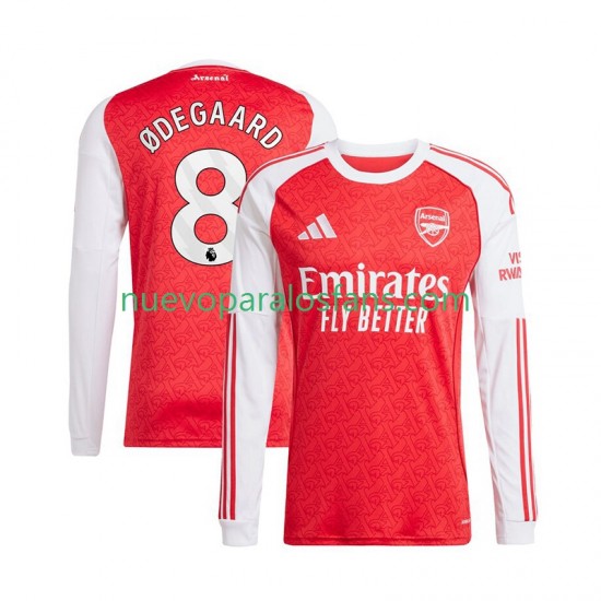 Camiseta de Fútbol Arsenal Martin Odegaard 8 Hombre Casa 2025-2026 Manga Larga