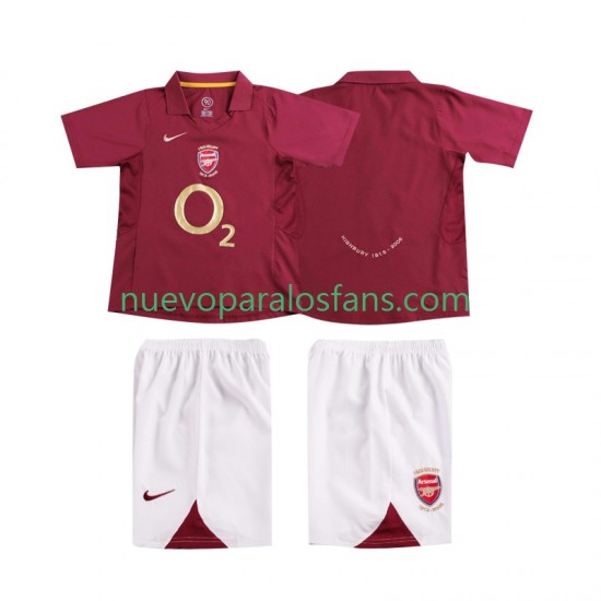 Camiseta de Fútbol Arsenal 2005 Retro Niño Casa 2006 Manga Corta