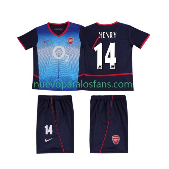 Camiseta de Fútbol Arsenal Thierry Henry 14 Retro Niño Exterior 2004 2002 Manga Corta