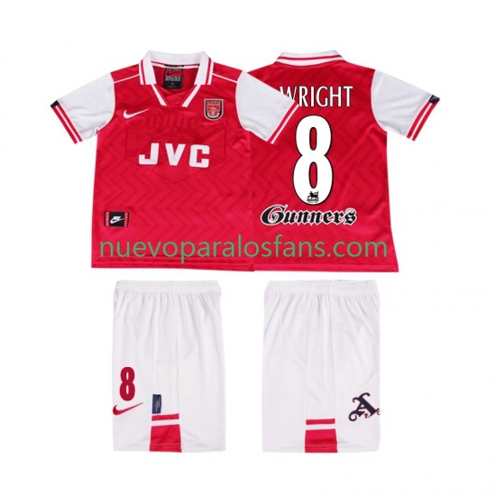 Camiseta de Fútbol Arsenal WRIGHT 8 1996 1997 Retro Niño Casa Manga Corta