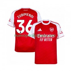 Camiseta de Fútbol Arsenal Zubimendi 36 Hombre Casa 2025-2026 Manga Corta