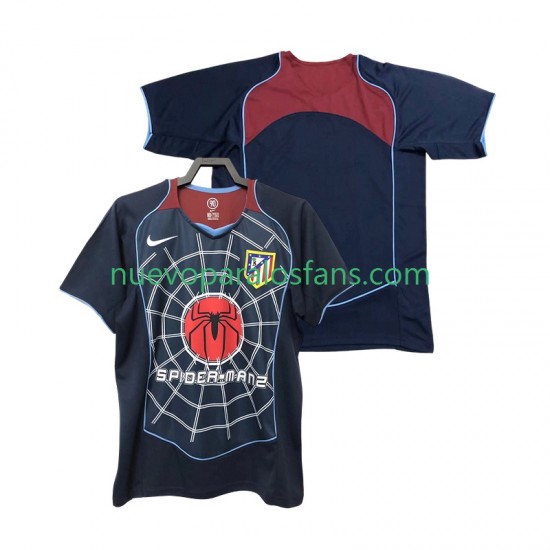 Camiseta de Fútbol Atlético Madrid 2005 Retro Hombre Exterior 2004 Manga Corta