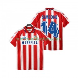 Camiseta de Fútbol Atlético Madrid SIMEONE 14 1995 Retro Hombre Casa 1994 Manga Corta