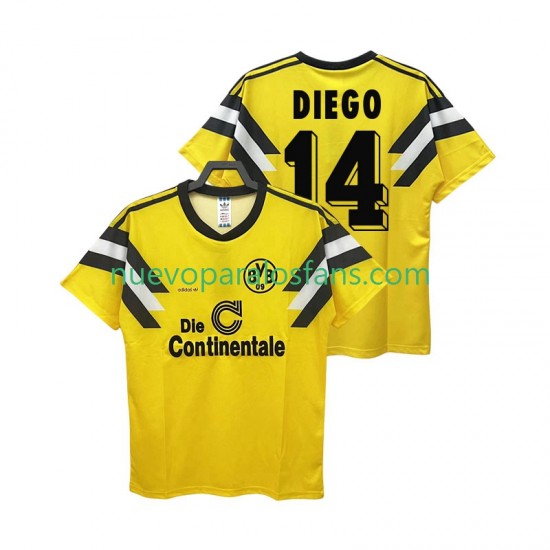 Camiseta de Fútbol Borussia Dortmund DIEGO 14 DFB-POKAL 1989 Retro Hombre Casa Manga Corta