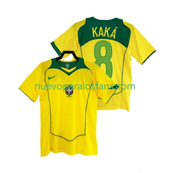 Camiseta de Fútbol Brasil KAKA 8 Retro Hombre Casa 2004 Manga Corta