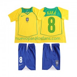 Camiseta de Fútbol Brasil KAKA 8 Retro Niño Casa 2004 Manga Corta