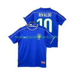 Camiseta de Fútbol Brasil RIVALDO 10 Retro Hombre Exterior 1998 Manga Corta