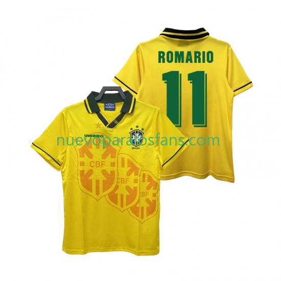 Camiseta de Fútbol Brasil ROMARIO 11 Retro Hombre Casa 1994 Manga Corta