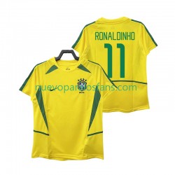 Camiseta de Fútbol Brasil RONALDINHO 11 Retro Hombre Casa 2002 Manga Corta