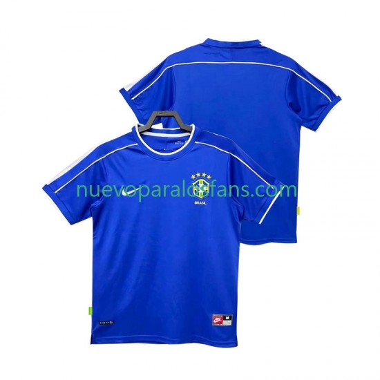 Camiseta de Fútbol Brasil Retro Hombre Exterior 1998 Manga Corta
