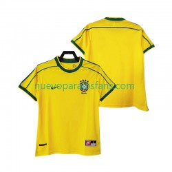Camiseta de Fútbol Brasil Retro Hombre Casa 1998 Manga Corta