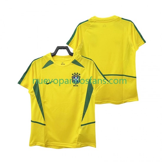 Camiseta de Fútbol Brasil Retro Hombre Casa 2002 Manga Corta