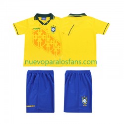 Camiseta de Fútbol Brasil Retro Niño Casa 1994 Manga Corta
