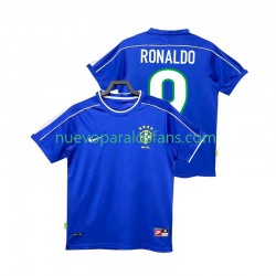 Camiseta de Fútbol Brasil Ronaldo 9 Retro Hombre Exterior 1998 Manga Corta