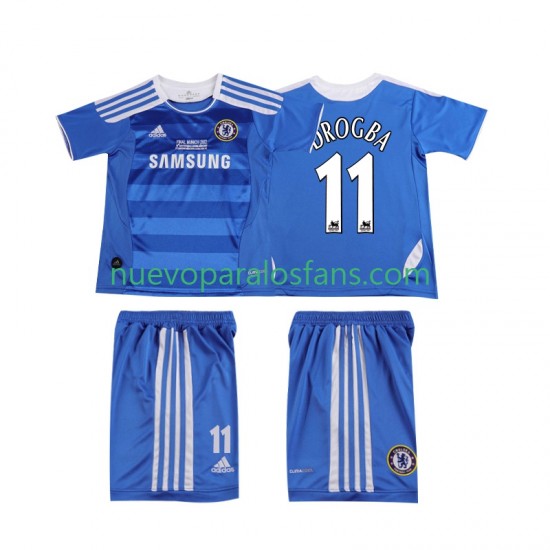 Camiseta de Fútbol Chelsea DROGBA 11 2012 Retro Niño Casa 2011 Manga Corta