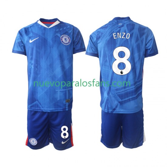 Camiseta de Fútbol Chelsea Enzo Fernandez 8 Niño Casa 2025-2026 Manga Corta