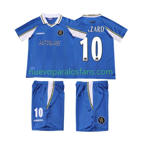 Camiseta de Fútbol Chelsea HAZARD 10 1997 Retro Niño Casa 1999 Manga Corta