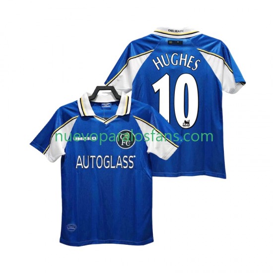 Camiseta de Fútbol Chelsea HUGHES 10 1997 Retro Hombre Casa 1999 Manga Corta
