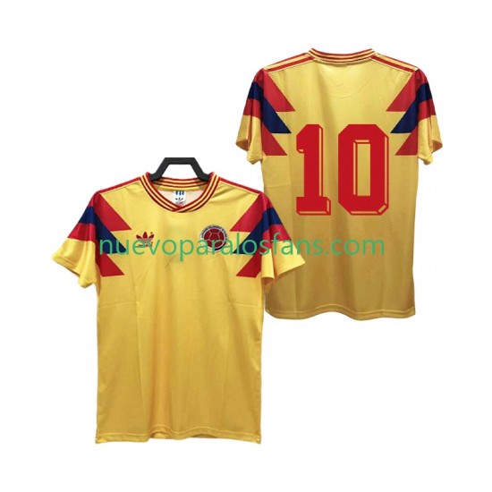 Camiseta de Fútbol Colombia 10 1990 Retro Hombre Casa Manga Corta