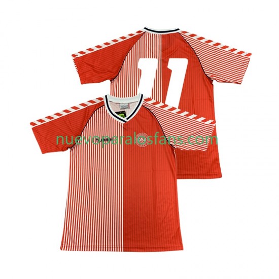 Camiseta de Fútbol Dinamarca 11 1986 Retro Hombre Casa Manga Corta