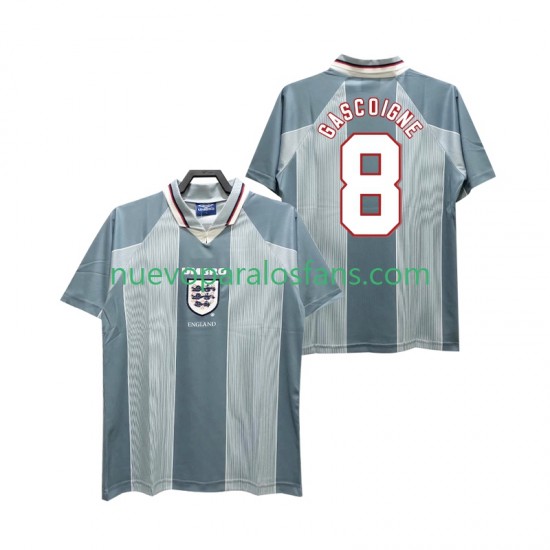 Camiseta de Fútbol Inglaterra CASCOIGNE 8 1996 Retro Hombre Exterior Manga Corta
