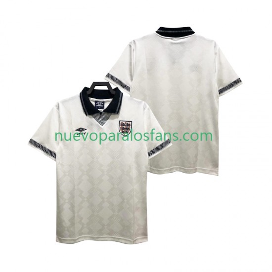 Camiseta de Fútbol Inglaterra 1990 Retro Hombre Casa Manga Corta