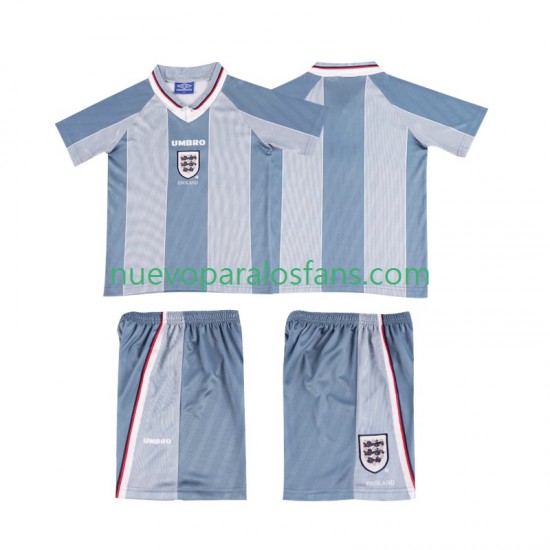 Camiseta de Fútbol Inglaterra 1996 Retro Niño Exterior Manga Corta
