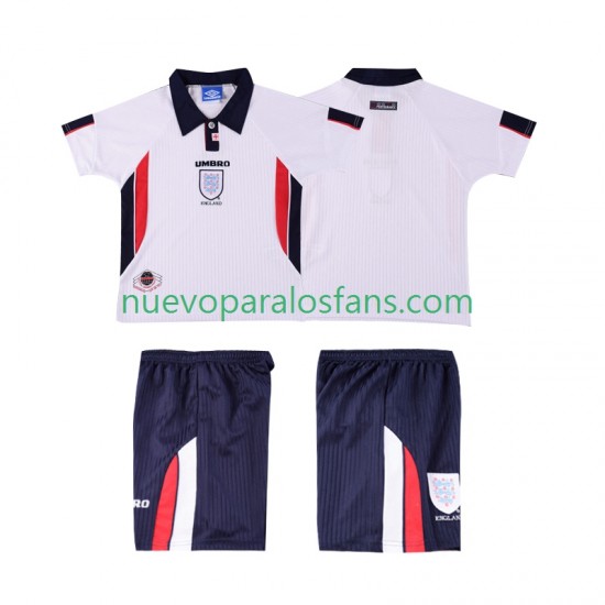 Camiseta de Fútbol Inglaterra Retro Niño Casa 1998 Manga Corta