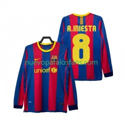 Camiseta de Fútbol FC Barcelona A INIESTA 8 Retro Hombre Casa 2011 2010 Manga Larga