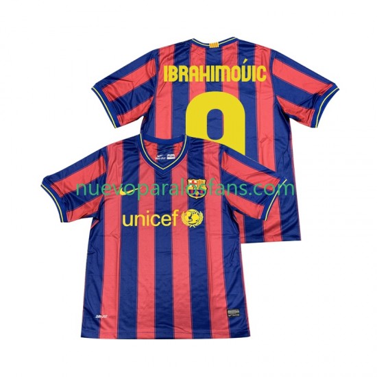 Camiseta de Fútbol FC Barcelona Ibrahimović 9 2009 Retro Hombre Casa 2010 Manga Corta