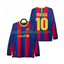 Camiseta de Fútbol FC Barcelona Lionel Messi 10 Retro Hombre Casa 2011 2010 Manga Larga