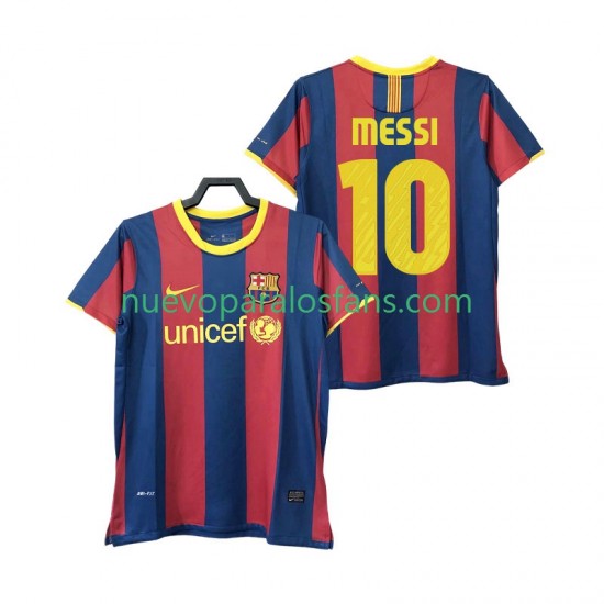 Camiseta de Fútbol FC Barcelona Lionel Messi 10 Retro Hombre Casa 2011 2010 Manga Corta