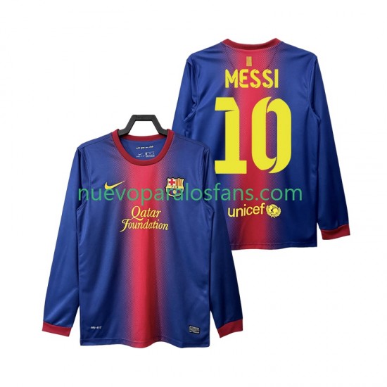 Camiseta de Fútbol FC Barcelona Lionel Messi 10 2012 2013 Retro Hombre Casa Manga Larga