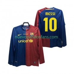 Camiseta de Fútbol FC Barcelona Lionel Messi 10 Champions League 2009 Retro Hombre Casa 2008 Manga Larga