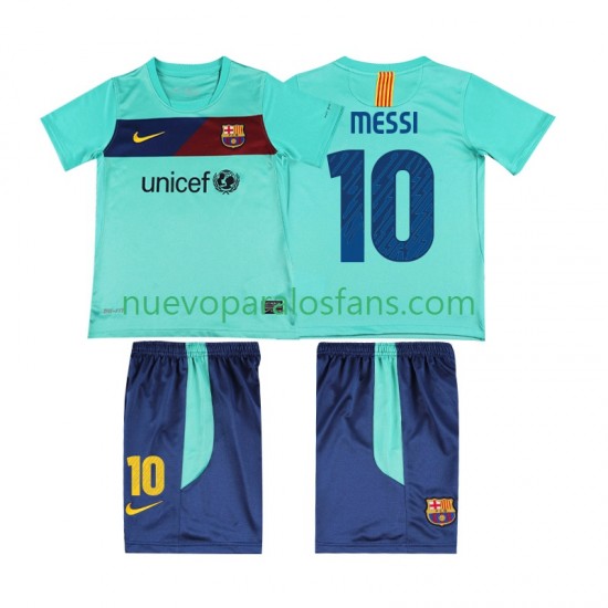 Camiseta de Fútbol FC Barcelona Lionel Messi 10 Retro Niño Exterior 2011 2010 Manga Corta