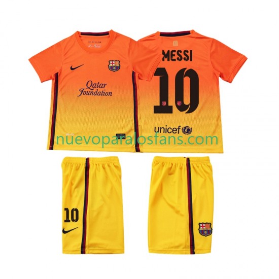 Camiseta de Fútbol FC Barcelona Lionel Messi 10 2012 2013 Retro Niño Exterior Manga Corta