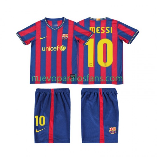 Camiseta de Fútbol FC Barcelona Lionel Messi 10 2009 Retro Niño Casa 2010 Manga Corta